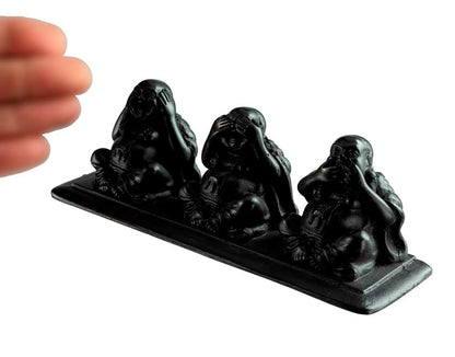 Statuette 3 Singes De La Sagesse En Résine Noire – Artisanat Népalais