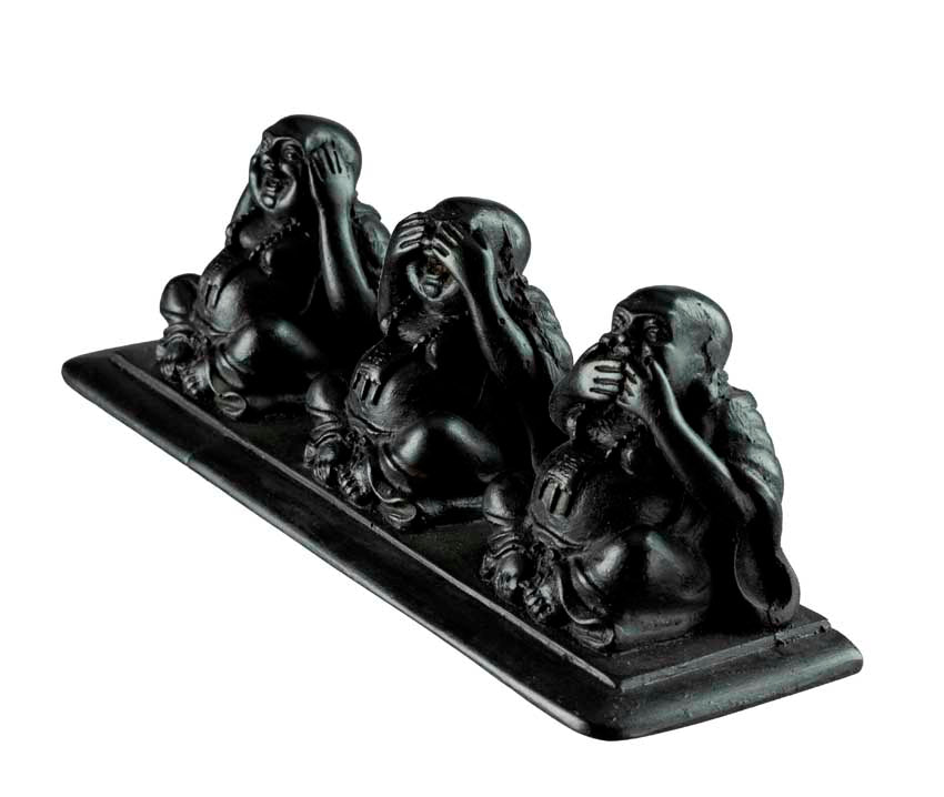 Statuette 3 Singes De La Sagesse En Résine Noire – Artisanat Népalais