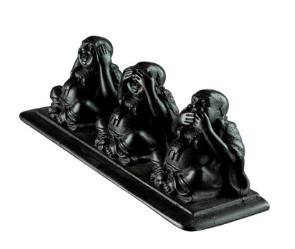 Statuette 3 Singes De La Sagesse En Résine Noire – Artisanat Népalais