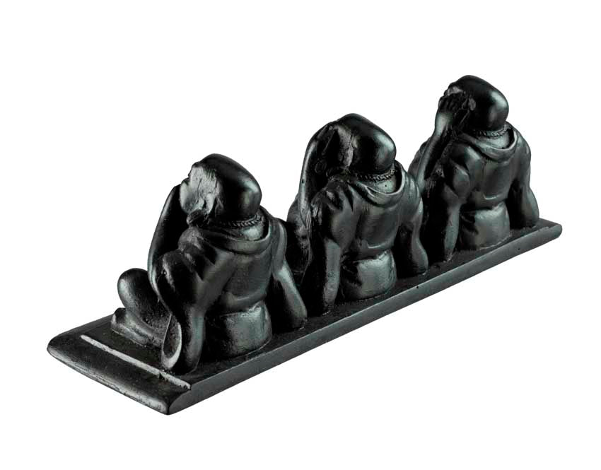 Statuette 3 Singes De La Sagesse En Résine Noire – Artisanat Népalais