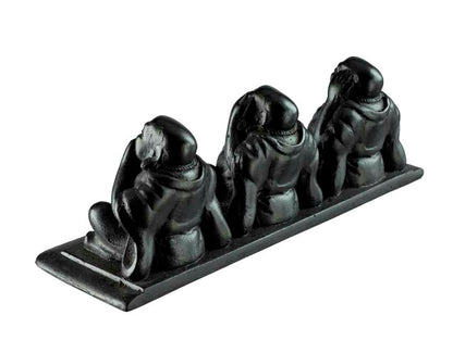 Statuette 3 Singes De La Sagesse En Résine Noire – Artisanat Népalais