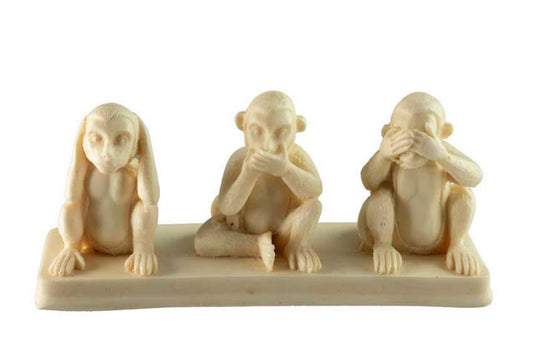 Statuette 3 Singes De La Sagesse En Résine – Artisanat Népalais