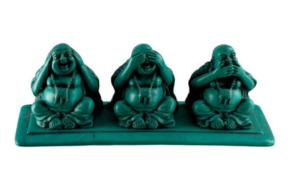 Statuette 3 Bouddhas De La Sagesse En Résine – Artisanat Népalais – Les Trois Singes De La Sagesse
