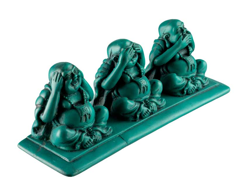 Statuette 3 Bouddhas De La Sagesse En Résine – Artisanat Népalais – Les Trois Singes De La Sagesse