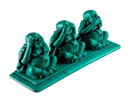 Statuette 3 Bouddhas De La Sagesse En Résine – Artisanat Népalais – Les Trois Singes De La Sagesse