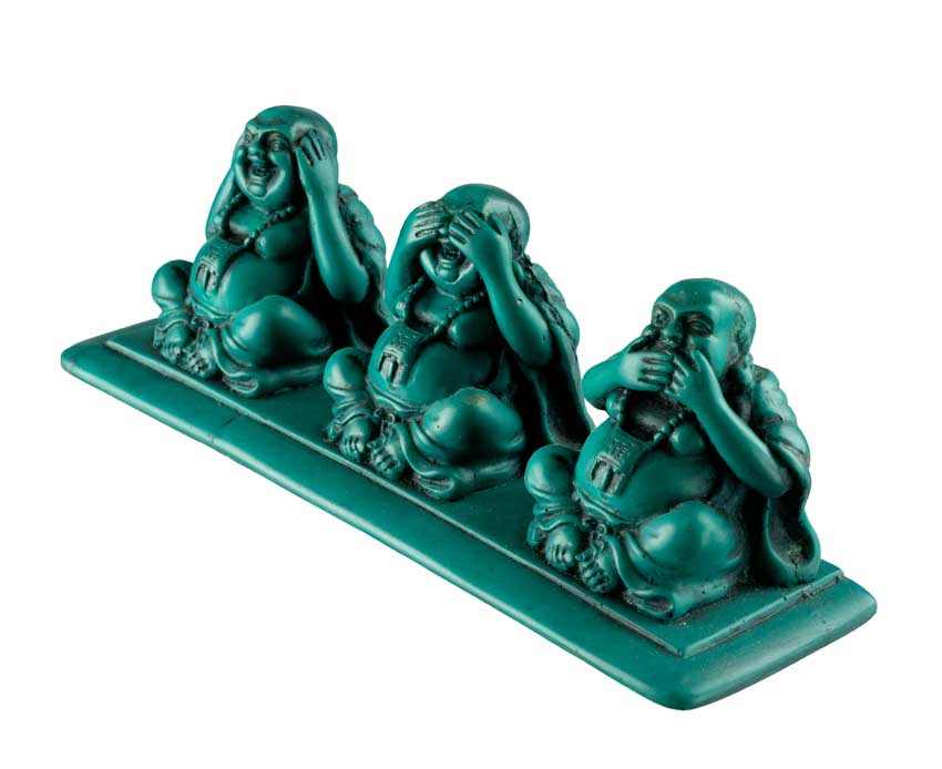 Statuette 3 Bouddhas De La Sagesse En Résine – Artisanat Népalais – Les Trois Singes De La Sagesse