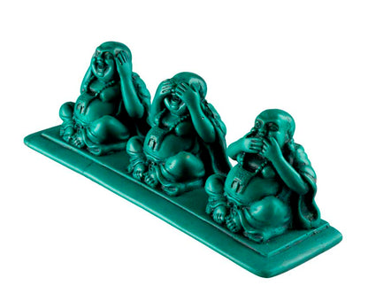 Statuette 3 Bouddhas De La Sagesse En Résine – Artisanat Népalais – Les Trois Singes De La Sagesse