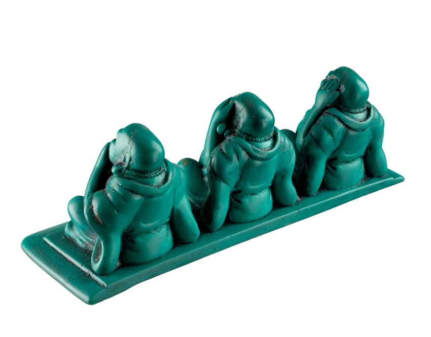 Statuette 3 Bouddhas De La Sagesse En Résine – Artisanat Népalais – Les Trois Singes De La Sagesse