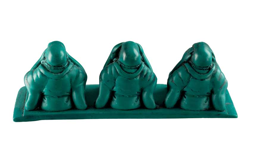 Statuette 3 Bouddhas De La Sagesse En Résine – Artisanat Népalais – Les Trois Singes De La Sagesse