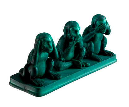 Statuette 3 Singes De La Sagesse En Résine Turquoise – Artisanat Asiatique