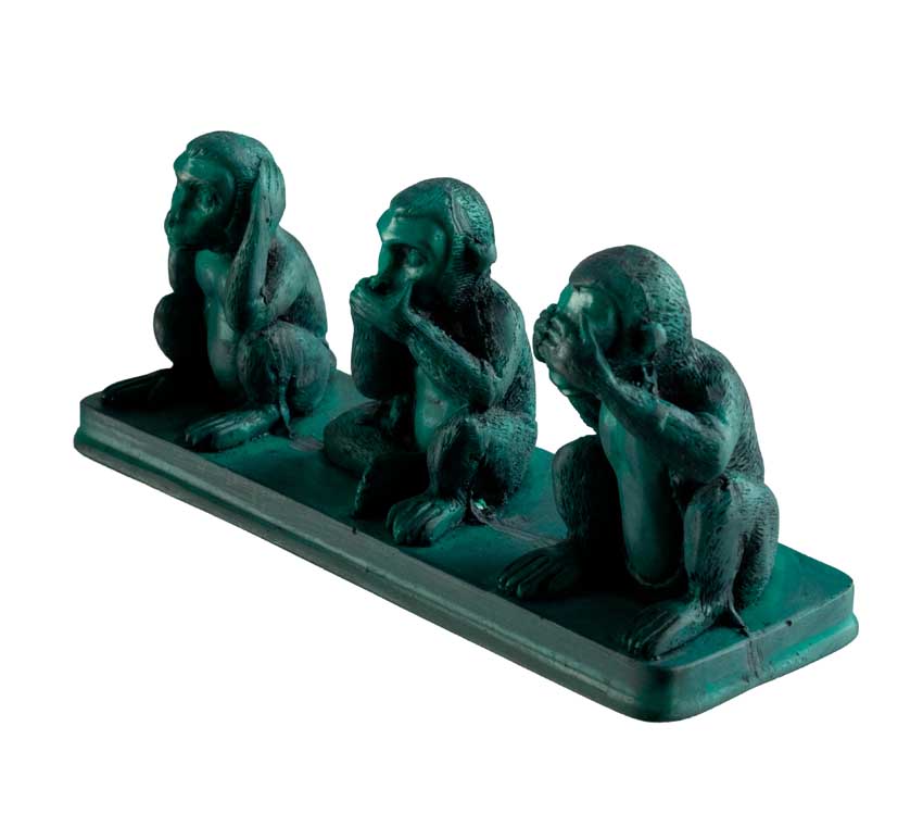 Statuette 3 Singes De La Sagesse En Résine Turquoise – Artisanat Asiatique