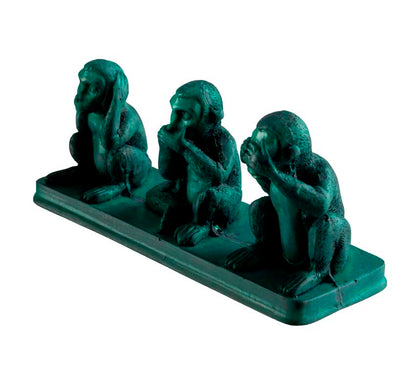 Statuette 3 Singes De La Sagesse En Résine Turquoise – Artisanat Asiatique