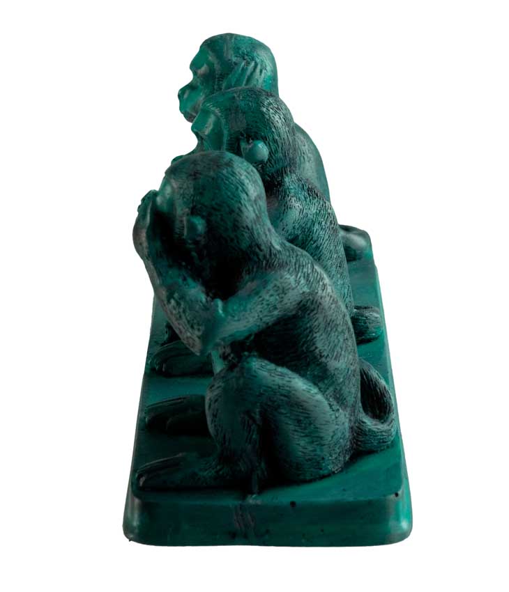 Statuette 3 Singes De La Sagesse En Résine Turquoise – Artisanat Asiatique