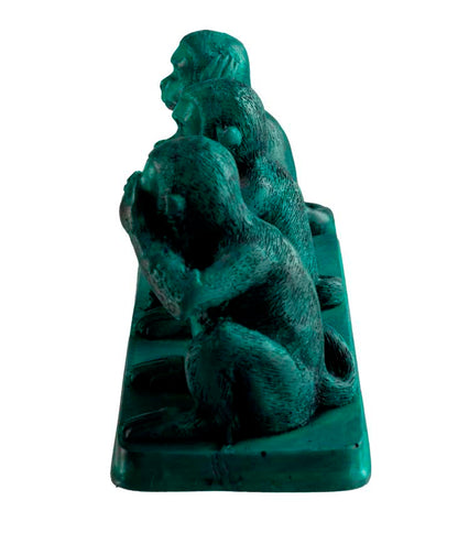 Statuette 3 Singes De La Sagesse En Résine Turquoise – Artisanat Asiatique
