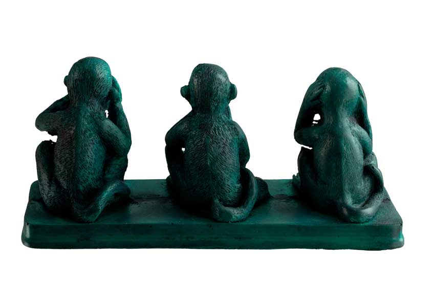 Statuette 3 Singes De La Sagesse En Résine Turquoise – Artisanat Asiatique