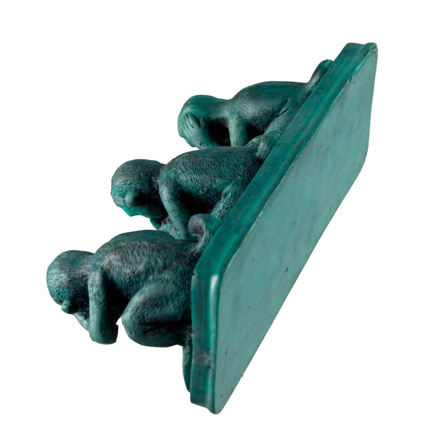 Statuette 3 Singes De La Sagesse En Résine Turquoise – Artisanat Asiatique