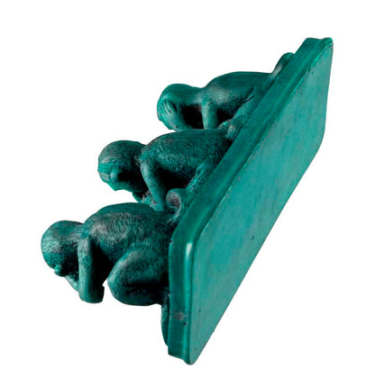 Statuette 3 Singes De La Sagesse En Résine Turquoise – Artisanat Asiatique
