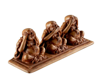 Statuette 3 Bouddhas De La Sagesse En Résine – Artisanat Népalais – Les Trois Singes De La Sagesse