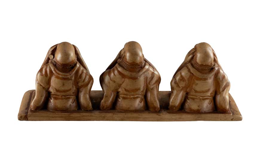 Statuette 3 Bouddhas De La Sagesse En Résine – Artisanat Népalais – Les Trois Singes De La Sagesse