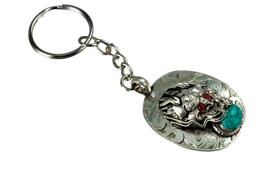 Porte-Clé Dragon Bouddhiste en Métal – Artisanat Népalais