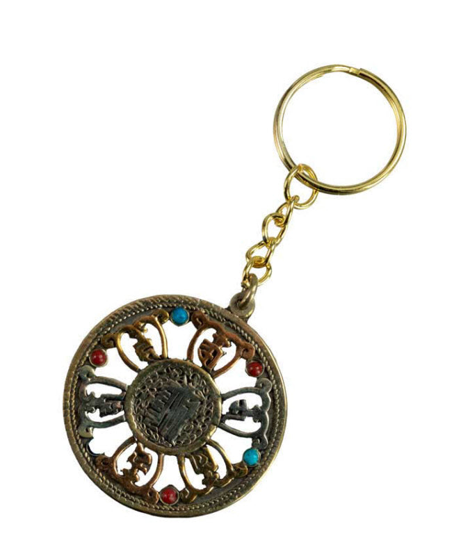 Porte-Clé Kalachakra Népalais – Bijou de Sac Bouddhiste avec Om Mani Padme Hum