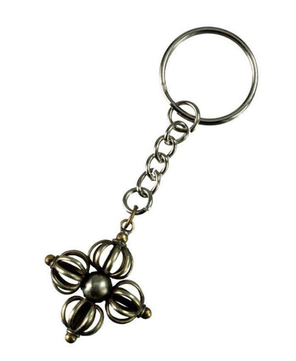 Porte-Clés Double Vajra Vishva Vajra en Métal – Artisanat du Népal
