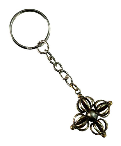 Porte-Clés Double Vajra Vishva Vajra en Métal – Artisanat du Népal