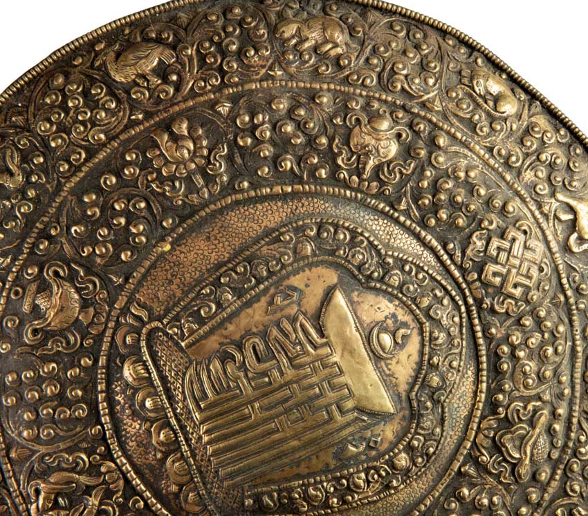 Plaque Murale Kalachakra Mandala En Métal Repoussé – Mandala Bouddhiste Du Népal