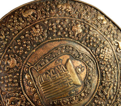 Plaque Murale Kalachakra Mandala En Métal Repoussé – Mandala Bouddhiste Du Népal