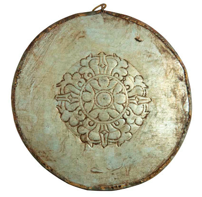 Plaque Murale Mandala Bouddha En Métal Repoussé – Art Bouddhiste Du Népal
