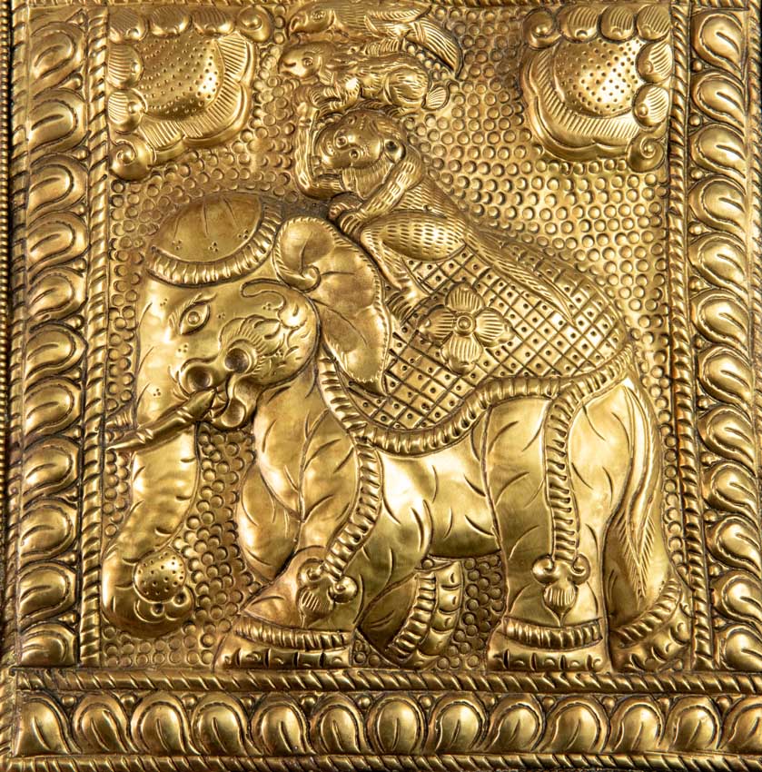 Plaque Murale Bouddhiste Les Quatre Frères Harmonieux En Métal Repoussé – Artisanat Du Népal
