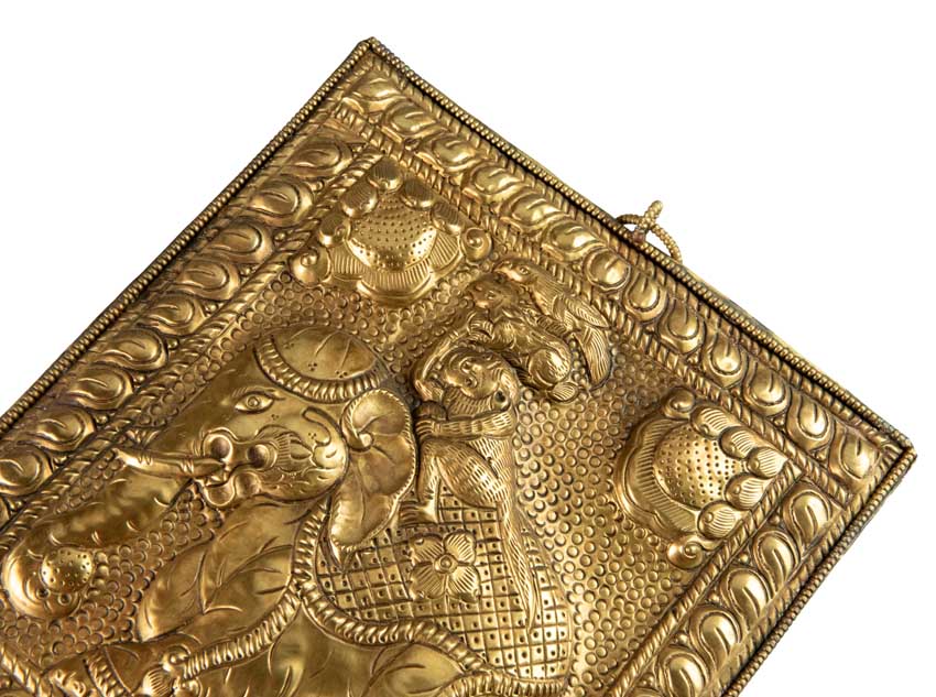 Plaque Murale Bouddhiste Les Quatre Frères Harmonieux En Métal Repoussé – Artisanat Du Népal