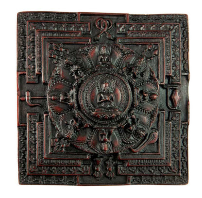 Mandala Bouddha Tibétain En Résine Bordeaux – Symbole De Méditation Et De Sagesse