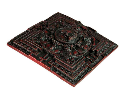 Mandala Bouddha Tibétain En Résine Bordeaux – Symbole De Méditation Et De Sagesse
