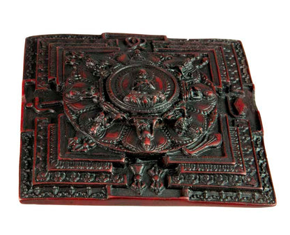 Mandala Bouddha Tibétain En Résine Bordeaux – Symbole De Méditation Et De Sagesse