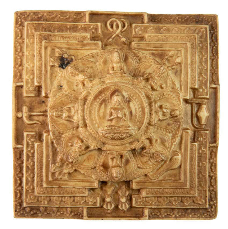 Mandala Bouddha Tibétain En Résine Beige – Symbole D’Équilibre Et D’Harmonie