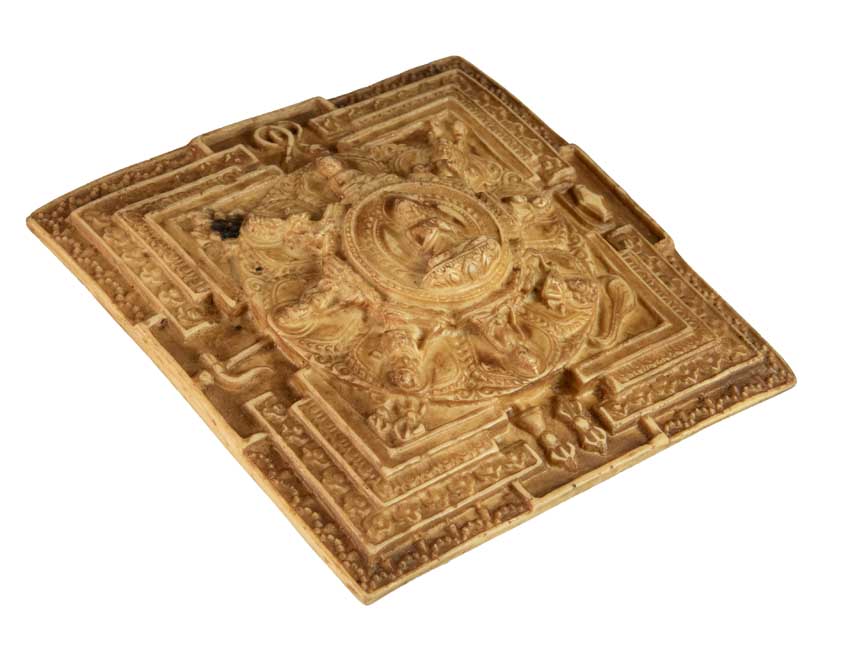 Mandala Bouddha Tibétain En Résine Beige – Symbole D’Équilibre Et D’Harmonie