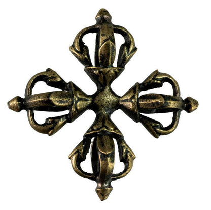 Double Vajra Dorje Tibétain – Symbole Rituel Bouddhiste En Métal Du Népal