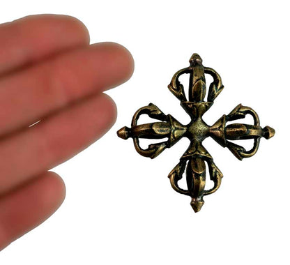 Double Vajra Dorje Tibétain – Symbole Rituel Bouddhiste En Métal Du Népal