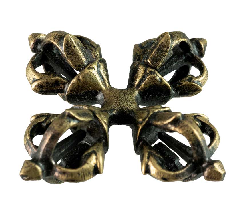 Double Vajra Dorje Tibétain – Symbole Rituel Bouddhiste En Métal Du Népal