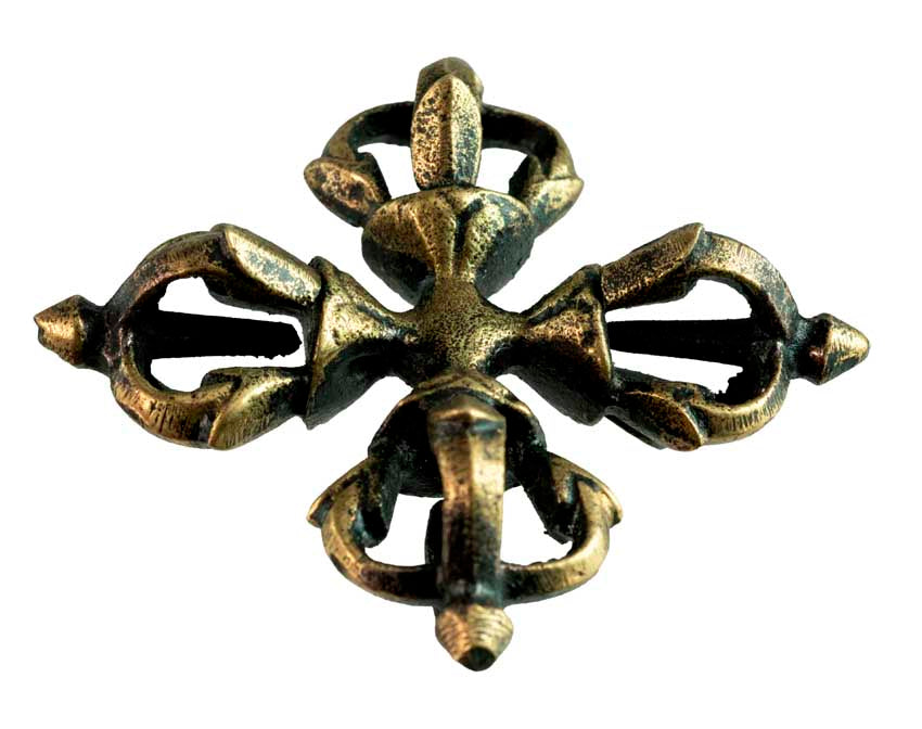 Double Vajra Dorje Tibétain – Symbole Rituel Bouddhiste En Métal Du Népal