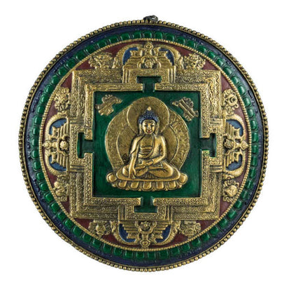Plaque Murale Mandala Bouddha En Terre Cuite Fibrée – Artisanat Spirituel Du Népal