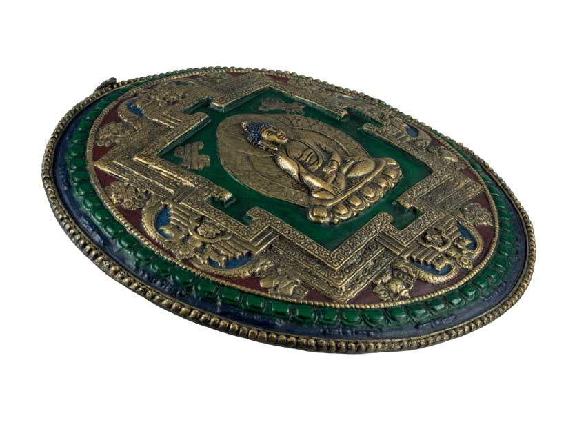 Plaque Murale Mandala Bouddha En Terre Cuite Fibrée – Artisanat Spirituel Du Népal