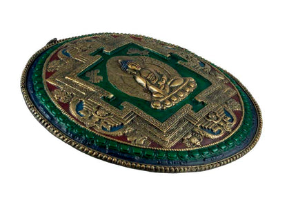 Plaque Murale Mandala Bouddha En Terre Cuite Fibrée – Artisanat Spirituel Du Népal