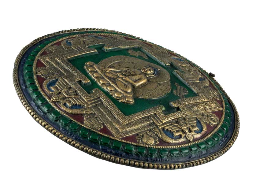 Plaque Murale Mandala Bouddha En Terre Cuite Fibrée – Artisanat Spirituel Du Népal
