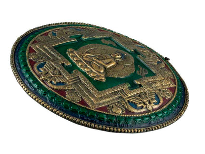 Plaque Murale Mandala Bouddha En Terre Cuite Fibrée – Artisanat Spirituel Du Népal