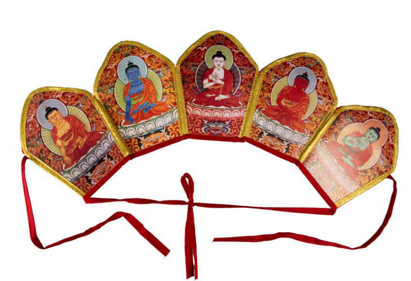 Couronne des Cinq Bouddhas Tathagata – Coiffe Bouddhiste Tibétaine du Népal