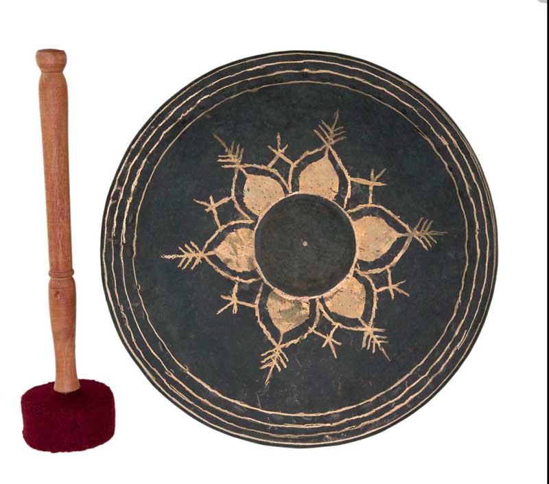 Gong birman artisanal – 28 cm en métal martelé à la main - Note La ou A