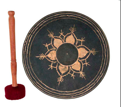 Gong birman artisanal – 28 cm en métal martelé à la main - Note La ou A