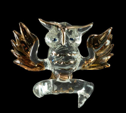 Figurine Chouette En Verre Soufflé – Sculpture Artisanale Élégante